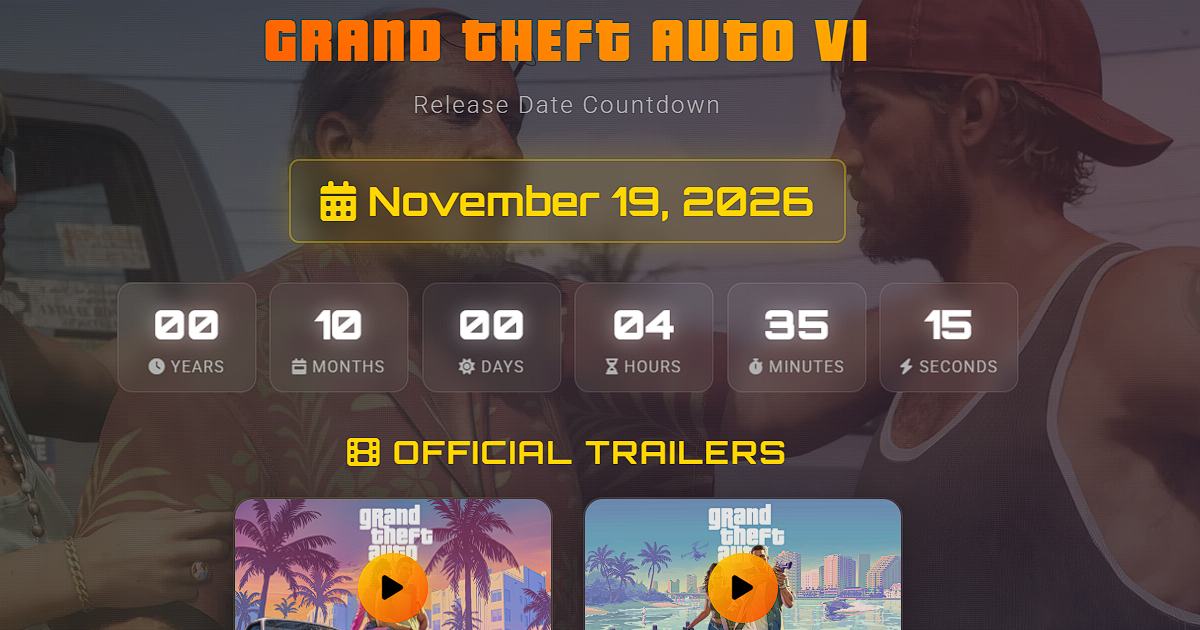 GTA VI Countdown Release Date Timer November 19 2026 Og Image 